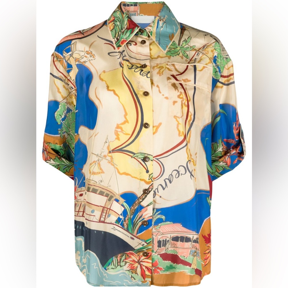 NEW: Zimmermann Alight Silk Nautical Top & Shorts Set: Size 2 (US 6-8) - Picture 4 of 6